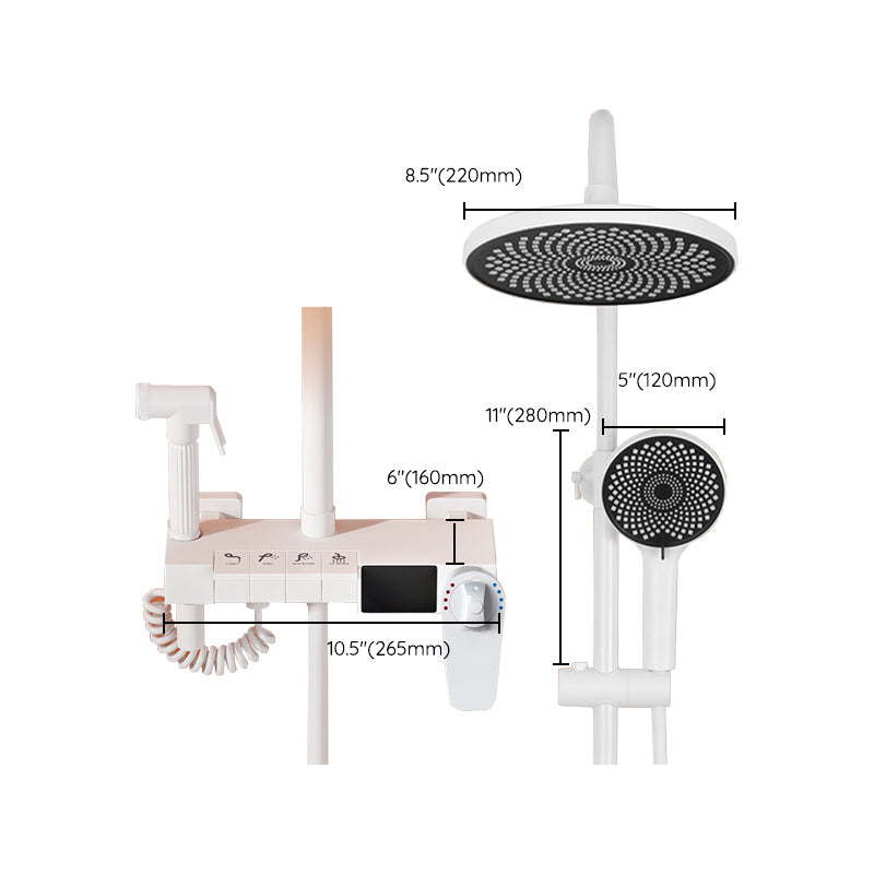 Wall Mounted Shower Arm Shower Faucet in White Metal Shower System Adjustable Water Flow Clearhalo 'Bathroom Remodel & Bathroom Fixtures' 'Home Improvement' 'home_improvement' 'home_improvement_shower_faucets' 'Shower Faucets & Systems' 'shower_faucets' 'Showers & Bathtubs Plumbing' 'Showers & Bathtubs' 6246254