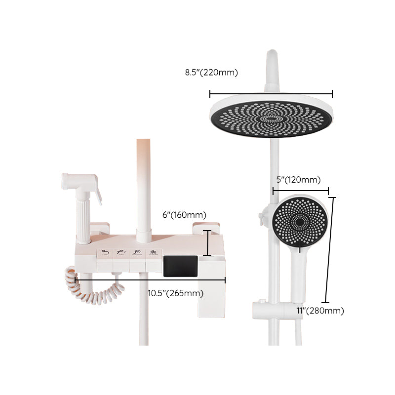 Wall Mounted Shower Arm Shower Faucet in White Metal Shower System Adjustable Water Flow Clearhalo 'Bathroom Remodel & Bathroom Fixtures' 'Home Improvement' 'home_improvement' 'home_improvement_shower_faucets' 'Shower Faucets & Systems' 'shower_faucets' 'Showers & Bathtubs Plumbing' 'Showers & Bathtubs' 6246256