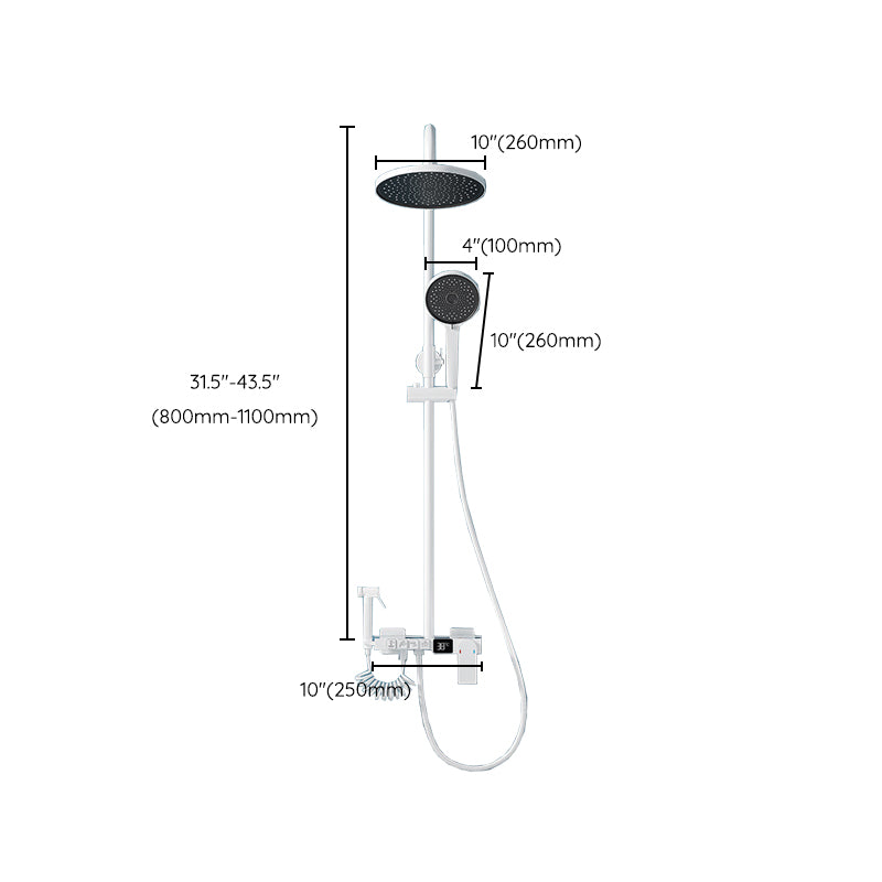 White Round Metal Shower Faucet Valve Included Shower Head Shower on Wall Clearhalo 'Bathroom Remodel & Bathroom Fixtures' 'Home Improvement' 'home_improvement' 'home_improvement_shower_faucets' 'Shower Faucets & Systems' 'shower_faucets' 'Showers & Bathtubs Plumbing' 'Showers & Bathtubs' 6246290