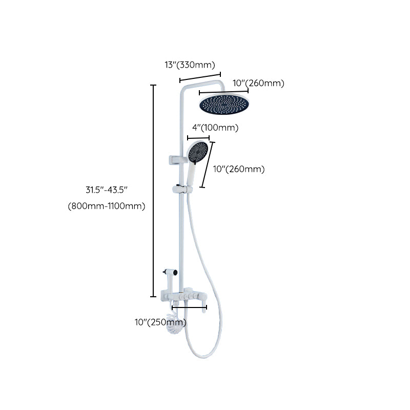 White Round Metal Shower Faucet Valve Included Shower Head Shower on Wall Clearhalo 'Bathroom Remodel & Bathroom Fixtures' 'Home Improvement' 'home_improvement' 'home_improvement_shower_faucets' 'Shower Faucets & Systems' 'shower_faucets' 'Showers & Bathtubs Plumbing' 'Showers & Bathtubs' 6246295