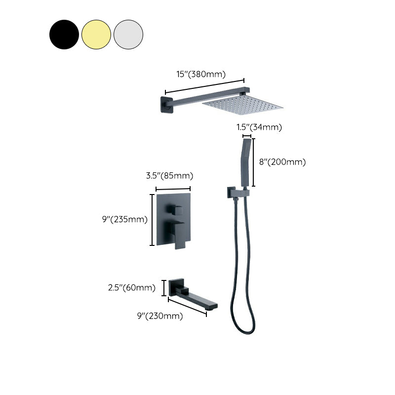 Square Adjustable Water Flow Faucet Shower Arm Shower System with Handheld Shower Head Clearhalo 'Bathroom Remodel & Bathroom Fixtures' 'Home Improvement' 'home_improvement' 'home_improvement_shower_faucets' 'Shower Faucets & Systems' 'shower_faucets' 'Showers & Bathtubs Plumbing' 'Showers & Bathtubs' 6246314