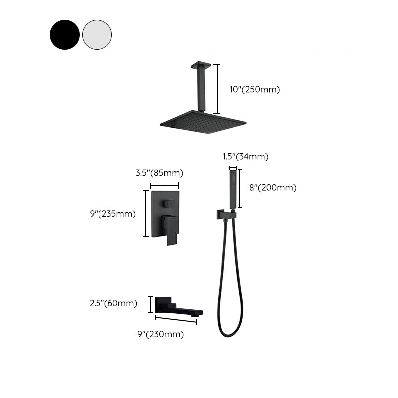 Square Adjustable Water Flow Faucet Shower Arm Shower System with Handheld Shower Head Clearhalo 'Bathroom Remodel & Bathroom Fixtures' 'Home Improvement' 'home_improvement' 'home_improvement_shower_faucets' 'Shower Faucets & Systems' 'shower_faucets' 'Showers & Bathtubs Plumbing' 'Showers & Bathtubs' 6246315