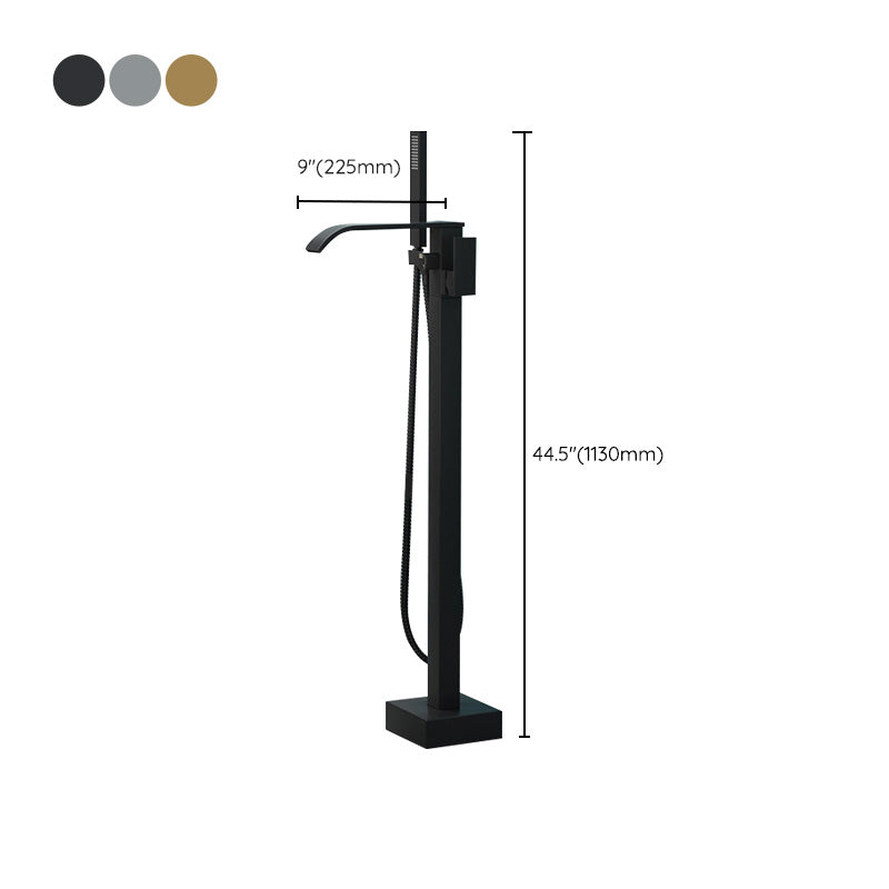 Modern Freestanding Bathtub Faucet Copper Floor Mount Freestanding Bathtub Faucet Clearhalo 'Bathroom Remodel & Bathroom Fixtures' 'Bathtub Faucets' 'bathtub_faucets' 'Home Improvement' 'home_improvement' 'home_improvement_bathtub_faucets' 6248489