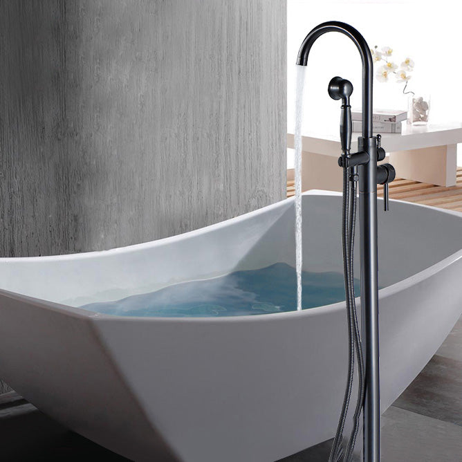 Modern Freestanding Bathtub Faucet Brass One Handle Freestanding Bathtub Faucet Clearhalo 'Bathroom Remodel & Bathroom Fixtures' 'Bathtub Faucets' 'bathtub_faucets' 'Home Improvement' 'home_improvement' 'home_improvement_bathtub_faucets' 6248511