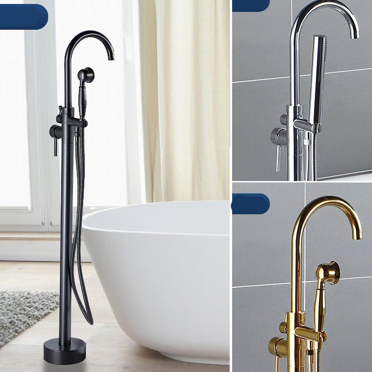 Modern Freestanding Bathtub Faucet Brass One Handle Freestanding Bathtub Faucet Clearhalo 'Bathroom Remodel & Bathroom Fixtures' 'Bathtub Faucets' 'bathtub_faucets' 'Home Improvement' 'home_improvement' 'home_improvement_bathtub_faucets' 6248522