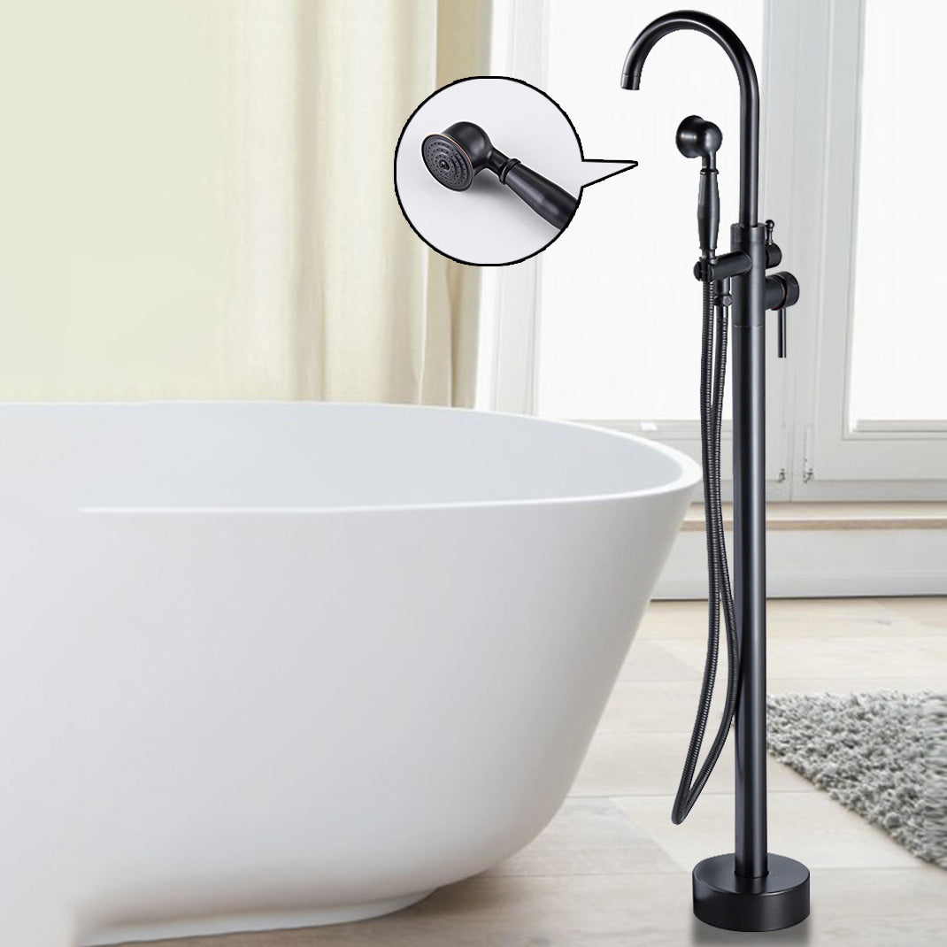 Modern Freestanding Bathtub Faucet Brass One Handle Freestanding Bathtub Faucet Clearhalo 'Bathroom Remodel & Bathroom Fixtures' 'Bathtub Faucets' 'bathtub_faucets' 'Home Improvement' 'home_improvement' 'home_improvement_bathtub_faucets' 6248529