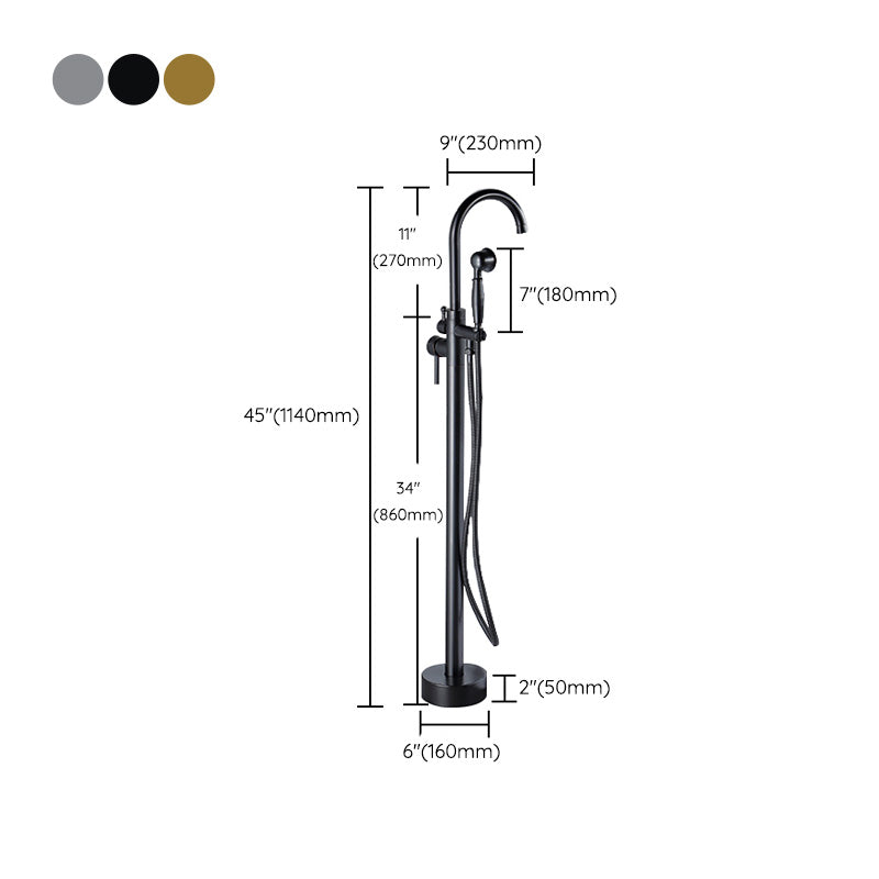 Modern Freestanding Bathtub Faucet Brass One Handle Freestanding Bathtub Faucet Clearhalo 'Bathroom Remodel & Bathroom Fixtures' 'Bathtub Faucets' 'bathtub_faucets' 'Home Improvement' 'home_improvement' 'home_improvement_bathtub_faucets' 6248544