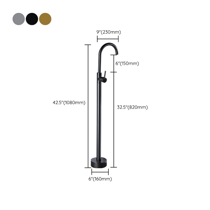 Modern Freestanding Bathtub Faucet Brass One Handle Freestanding Bathtub Faucet Clearhalo 'Bathroom Remodel & Bathroom Fixtures' 'Bathtub Faucets' 'bathtub_faucets' 'Home Improvement' 'home_improvement' 'home_improvement_bathtub_faucets' 6248546