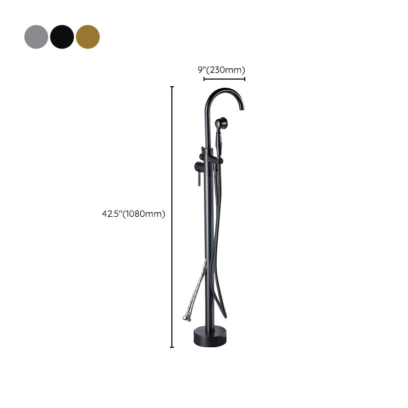 Modern Freestanding Bathtub Faucet Brass One Handle Freestanding Bathtub Faucet Clearhalo 'Bathroom Remodel & Bathroom Fixtures' 'Bathtub Faucets' 'bathtub_faucets' 'Home Improvement' 'home_improvement' 'home_improvement_bathtub_faucets' 6248547