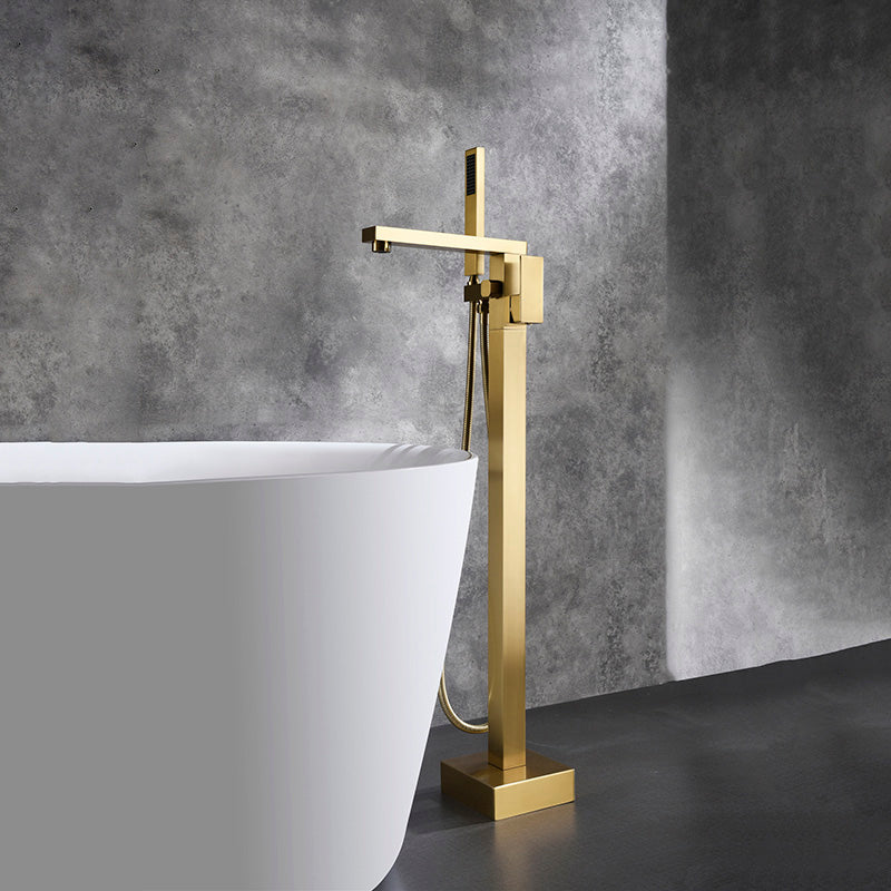 Modern Freestanding Tub Faucet Copper One Handle Floor Mounted Freestanding Bathtub Faucet Clearhalo 'Bathroom Remodel & Bathroom Fixtures' 'Bathtub Faucets' 'bathtub_faucets' 'Home Improvement' 'home_improvement' 'home_improvement_bathtub_faucets' 6248573