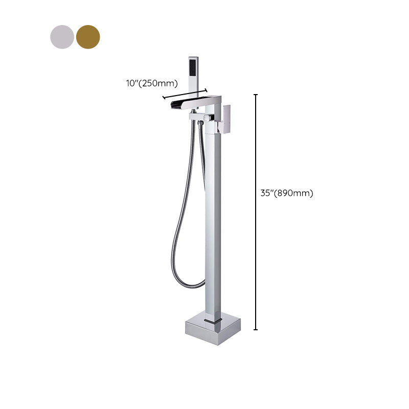 Modern Freestanding Tub Faucet Copper One Handle Floor Mounted Freestanding Bathtub Faucet Clearhalo 'Bathroom Remodel & Bathroom Fixtures' 'Bathtub Faucets' 'bathtub_faucets' 'Home Improvement' 'home_improvement' 'home_improvement_bathtub_faucets' 6248588