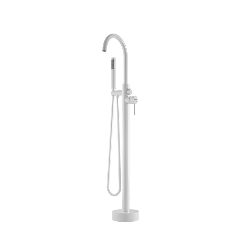 Modern Freestanding Bathtub Faucet One Handle Copper Freestanding Tub Filler Trim White Clearhalo 'Bathroom Remodel & Bathroom Fixtures' 'Bathtub Faucets' 'bathtub_faucets' 'Home Improvement' 'home_improvement' 'home_improvement_bathtub_faucets' 6248658