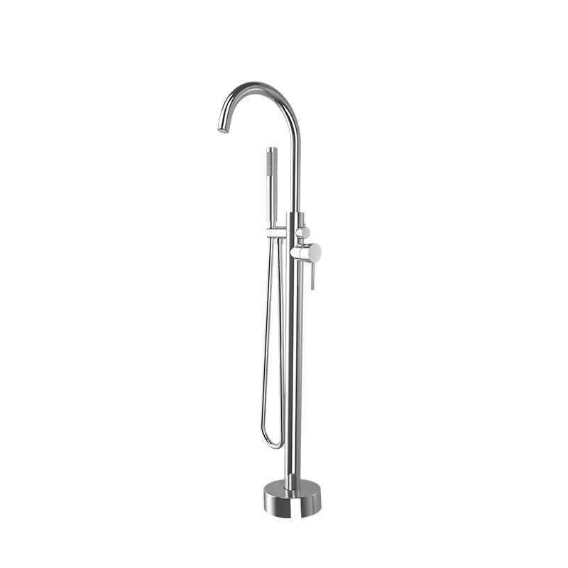 Modern Freestanding Bathtub Faucet One Handle Copper Freestanding Tub Filler Trim Chrome Clearhalo 'Bathroom Remodel & Bathroom Fixtures' 'Bathtub Faucets' 'bathtub_faucets' 'Home Improvement' 'home_improvement' 'home_improvement_bathtub_faucets' 6248659