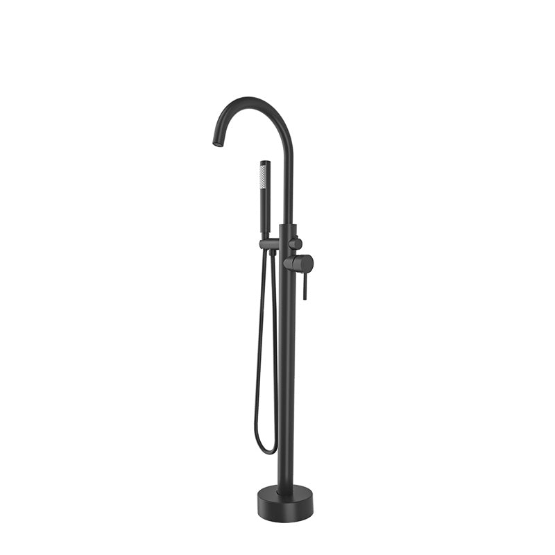 Modern Freestanding Bathtub Faucet One Handle Copper Freestanding Tub Filler Trim Black Clearhalo 'Bathroom Remodel & Bathroom Fixtures' 'Bathtub Faucets' 'bathtub_faucets' 'Home Improvement' 'home_improvement' 'home_improvement_bathtub_faucets' 6248661