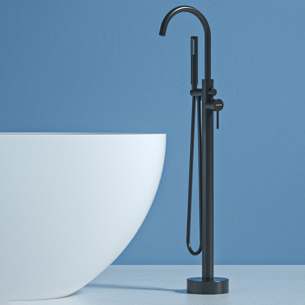 Modern Freestanding Bathtub Faucet One Handle Copper Freestanding Tub Filler Trim Clearhalo 'Bathroom Remodel & Bathroom Fixtures' 'Bathtub Faucets' 'bathtub_faucets' 'Home Improvement' 'home_improvement' 'home_improvement_bathtub_faucets' 6248662