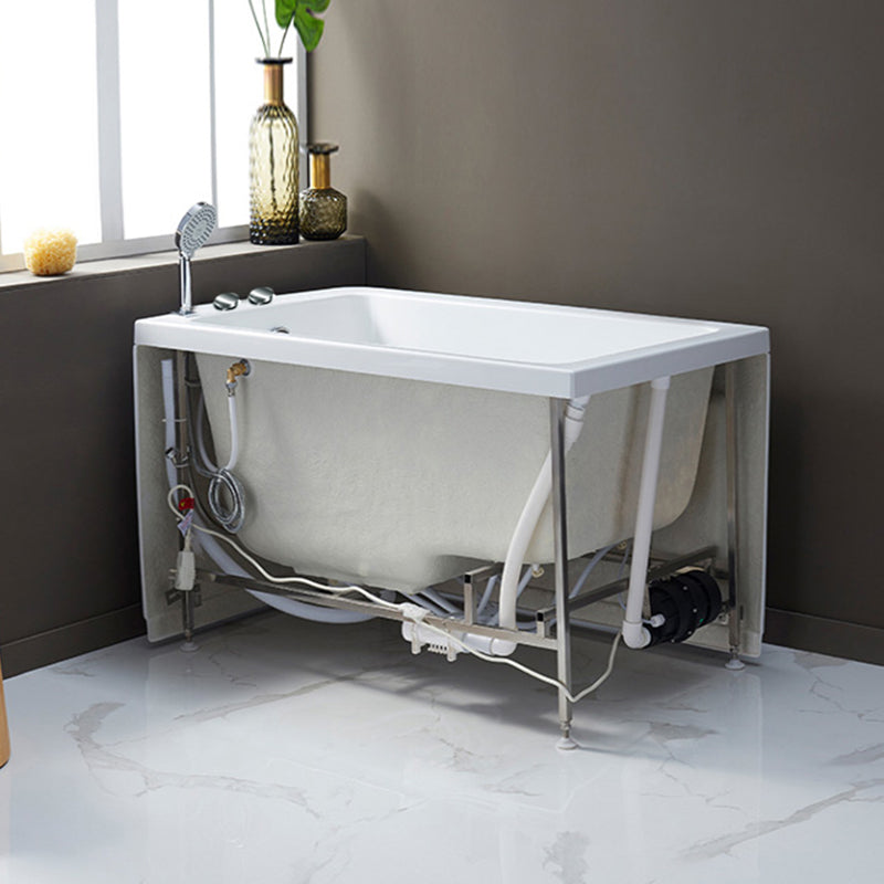 Small Tub Modern Soaking White Acrylic Bathroom Back to Wall Bathtub Clearhalo 'Bathroom Remodel & Bathroom Fixtures' 'Bathtubs' 'Home Improvement' 'home_improvement' 'home_improvement_bathtubs' 'Showers & Bathtubs' 6250278