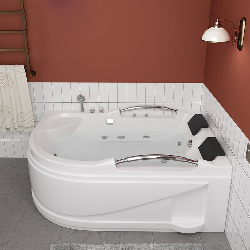 Free Form White Bathtub Bathroom Back to Wall Modern Bath Tub 63"L x 47.2"W x 27.2"H Massage Tub with Silver 5-Piece Set Clearhalo 'Bathroom Remodel & Bathroom Fixtures' 'Bathtubs' 'Home Improvement' 'home_improvement' 'home_improvement_bathtubs' 'Showers & Bathtubs' 6250284