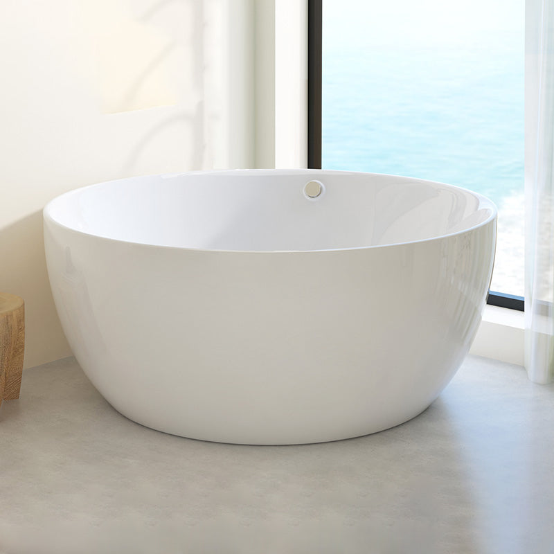 Modern Round Acrylic Bathtub Center Drain and Overflow Trim Tub White 59"L x 59"W x 26"H Tub Clearhalo 'Bathroom Remodel & Bathroom Fixtures' 'Bathtubs' 'Home Improvement' 'home_improvement' 'home_improvement_bathtubs' 'Showers & Bathtubs' 6250324