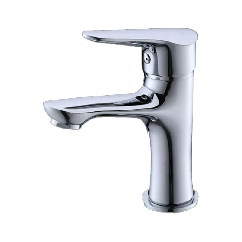 Basic Metal Sink Faucet Silver Bathroom Faucet with Lever Handle Silver Clearhalo 'Bathroom Remodel & Bathroom Fixtures' 'Bathroom Sink Faucets' 'Bathroom Sinks & Faucet Components' 'bathroom_sink_faucets' 'Home Improvement' 'home_improvement' 'home_improvement_bathroom_sink_faucets' 6255457