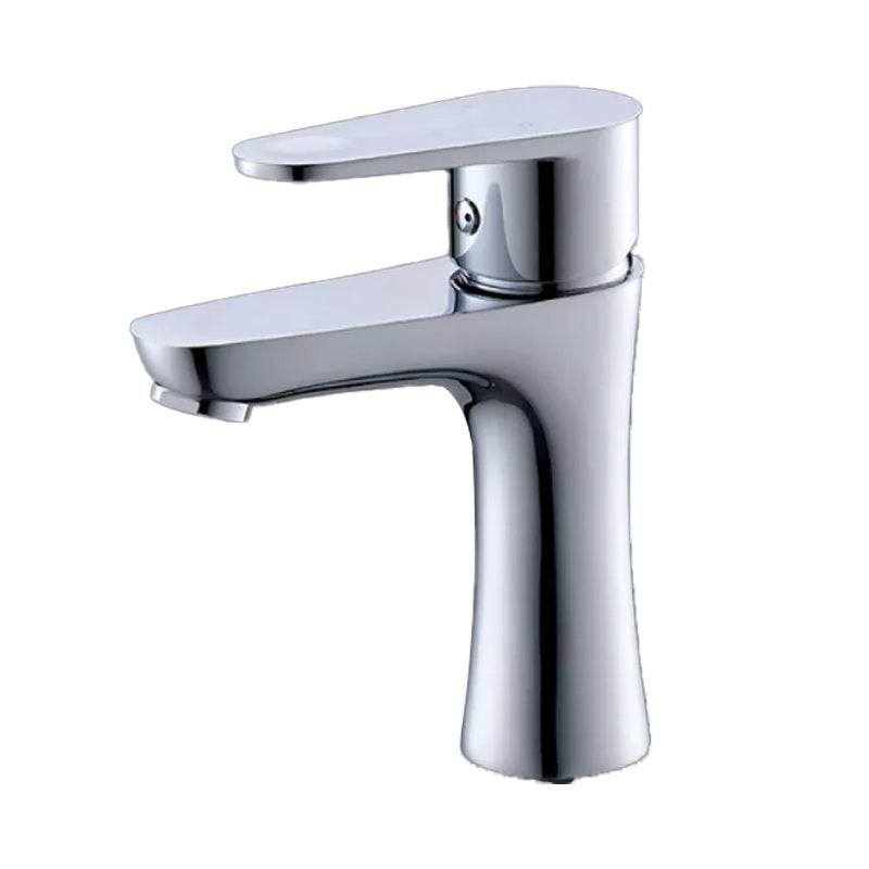 Basic Metal Sink Faucet Silver Bathroom Faucet with Lever Handle Chrome Clearhalo 'Bathroom Remodel & Bathroom Fixtures' 'Bathroom Sink Faucets' 'Bathroom Sinks & Faucet Components' 'bathroom_sink_faucets' 'Home Improvement' 'home_improvement' 'home_improvement_bathroom_sink_faucets' 6255458