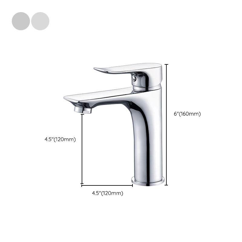 Basic Metal Sink Faucet Silver Bathroom Faucet with Lever Handle Clearhalo 'Bathroom Remodel & Bathroom Fixtures' 'Bathroom Sink Faucets' 'Bathroom Sinks & Faucet Components' 'bathroom_sink_faucets' 'Home Improvement' 'home_improvement' 'home_improvement_bathroom_sink_faucets' 6255477