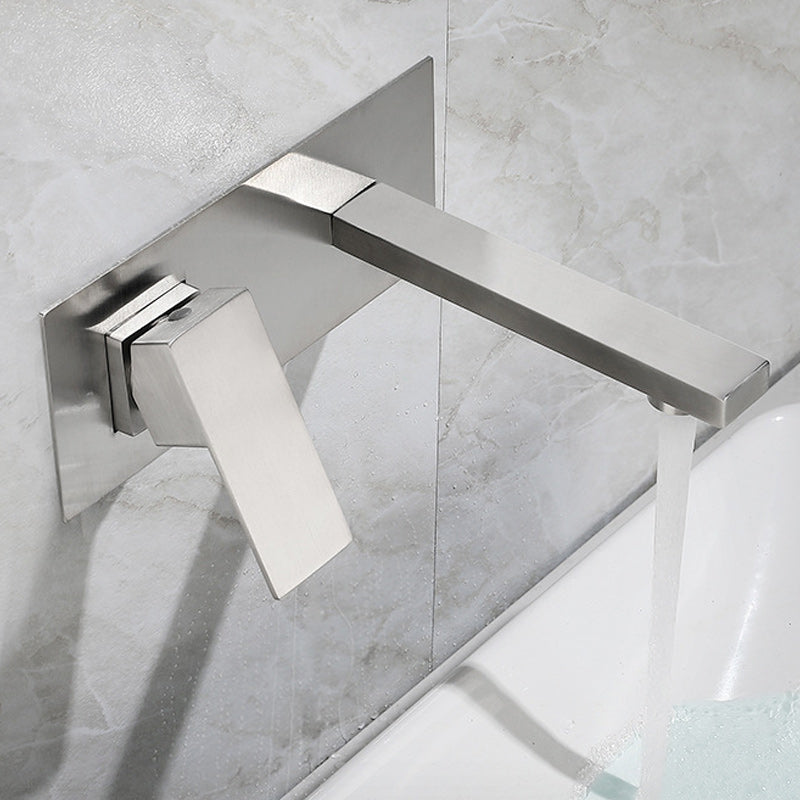 Contemporary Style Faucets Lever Handles Wall Mounted Faucets for Bathroom Clearhalo 'Bathroom Remodel & Bathroom Fixtures' 'Bathroom Sink Faucets' 'Bathroom Sinks & Faucet Components' 'bathroom_sink_faucets' 'Home Improvement' 'home_improvement' 'home_improvement_bathroom_sink_faucets' 6255516