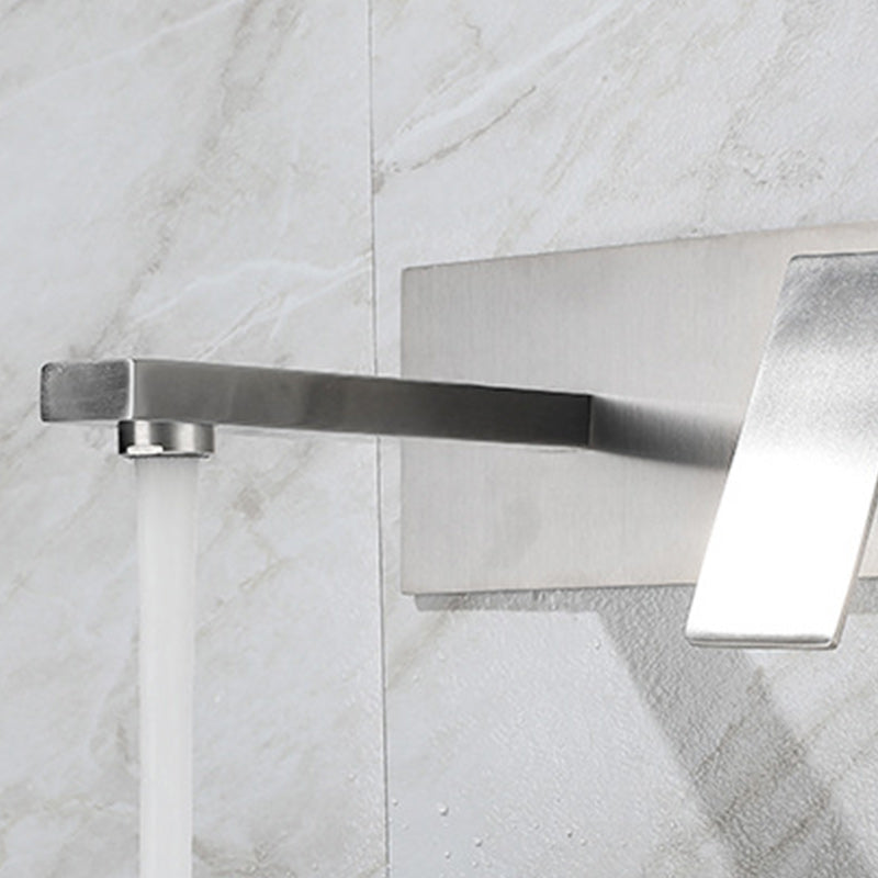 Contemporary Style Faucets Lever Handles Wall Mounted Faucets for Bathroom Clearhalo 'Bathroom Remodel & Bathroom Fixtures' 'Bathroom Sink Faucets' 'Bathroom Sinks & Faucet Components' 'bathroom_sink_faucets' 'Home Improvement' 'home_improvement' 'home_improvement_bathroom_sink_faucets' 6255520