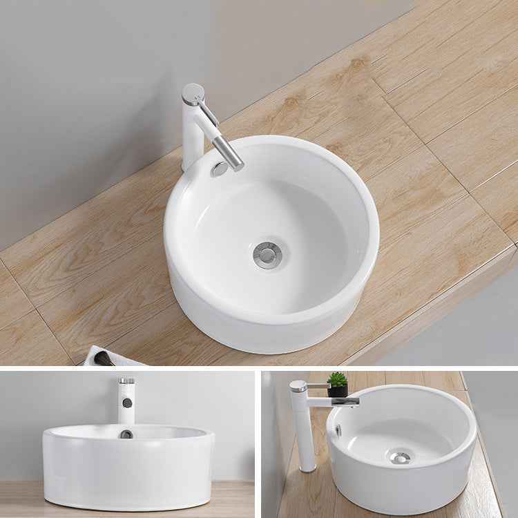 Modern Wash Stand Porcelain Rectangular with Drain Assembly and Pop-Up Drain Vessel Sink Clearhalo 'Bathroom Remodel & Bathroom Fixtures' 'Bathroom Sinks & Faucet Components' 'Bathroom Sinks' 'bathroom_sink' 'Home Improvement' 'home_improvement' 'home_improvement_bathroom_sink' 6255835