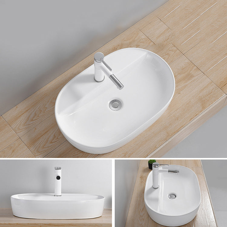 Modern Wash Stand Porcelain Rectangular with Drain Assembly and Pop-Up Drain Vessel Sink Clearhalo 'Bathroom Remodel & Bathroom Fixtures' 'Bathroom Sinks & Faucet Components' 'Bathroom Sinks' 'bathroom_sink' 'Home Improvement' 'home_improvement' 'home_improvement_bathroom_sink' 6255847