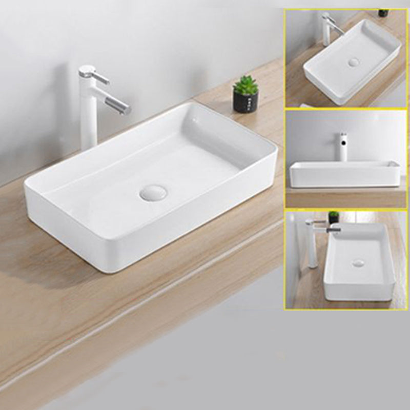 Modern Wash Stand Porcelain Rectangular with Drain Assembly and Pop-Up Drain Vessel Sink 24"L x 13.8"W x 4.5"H Clearhalo 'Bathroom Remodel & Bathroom Fixtures' 'Bathroom Sinks & Faucet Components' 'Bathroom Sinks' 'bathroom_sink' 'Home Improvement' 'home_improvement' 'home_improvement_bathroom_sink' 6255854