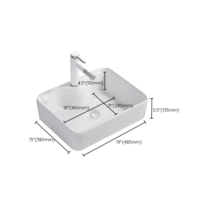 Modern Wash Stand Porcelain Rectangular with Drain Assembly and Pop-Up Drain Vessel Sink Clearhalo 'Bathroom Remodel & Bathroom Fixtures' 'Bathroom Sinks & Faucet Components' 'Bathroom Sinks' 'bathroom_sink' 'Home Improvement' 'home_improvement' 'home_improvement_bathroom_sink' 6255858
