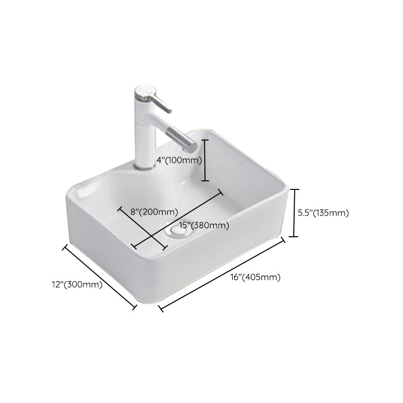 Modern Wash Stand Porcelain Rectangular with Drain Assembly and Pop-Up Drain Vessel Sink Clearhalo 'Bathroom Remodel & Bathroom Fixtures' 'Bathroom Sinks & Faucet Components' 'Bathroom Sinks' 'bathroom_sink' 'Home Improvement' 'home_improvement' 'home_improvement_bathroom_sink' 6255859