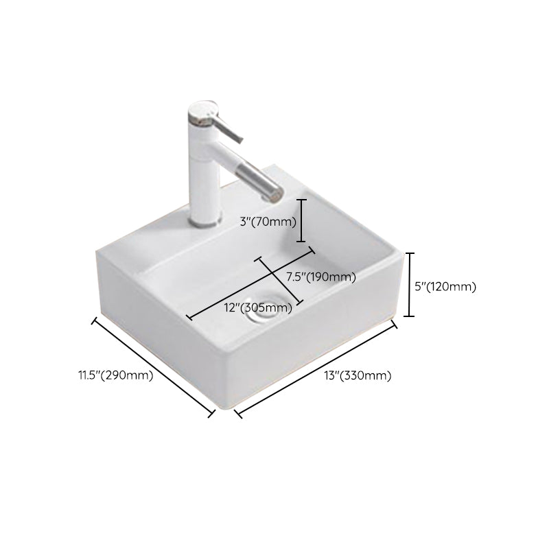 Modern Wash Stand Porcelain Rectangular with Drain Assembly and Pop-Up Drain Vessel Sink Clearhalo 'Bathroom Remodel & Bathroom Fixtures' 'Bathroom Sinks & Faucet Components' 'Bathroom Sinks' 'bathroom_sink' 'Home Improvement' 'home_improvement' 'home_improvement_bathroom_sink' 6255860