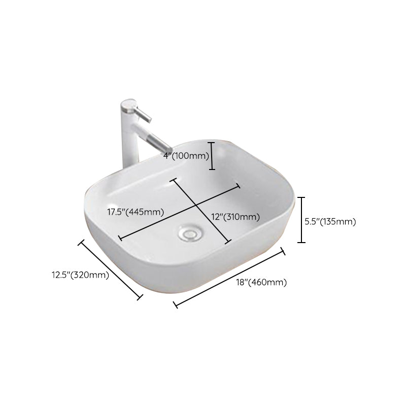 Modern Wash Stand Porcelain Rectangular with Drain Assembly and Pop-Up Drain Vessel Sink Clearhalo 'Bathroom Remodel & Bathroom Fixtures' 'Bathroom Sinks & Faucet Components' 'Bathroom Sinks' 'bathroom_sink' 'Home Improvement' 'home_improvement' 'home_improvement_bathroom_sink' 6255867