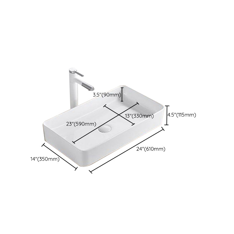 Modern Wash Stand Porcelain Rectangular with Drain Assembly and Pop-Up Drain Vessel Sink Clearhalo 'Bathroom Remodel & Bathroom Fixtures' 'Bathroom Sinks & Faucet Components' 'Bathroom Sinks' 'bathroom_sink' 'Home Improvement' 'home_improvement' 'home_improvement_bathroom_sink' 6255872