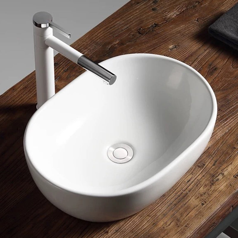 Modern Vessel Bathroom Sink Porcelain Oval with Pop-Up Drain Bathroom Sink Clearhalo 'Bathroom Remodel & Bathroom Fixtures' 'Bathroom Sinks & Faucet Components' 'Bathroom Sinks' 'bathroom_sink' 'Home Improvement' 'home_improvement' 'home_improvement_bathroom_sink' 6255920