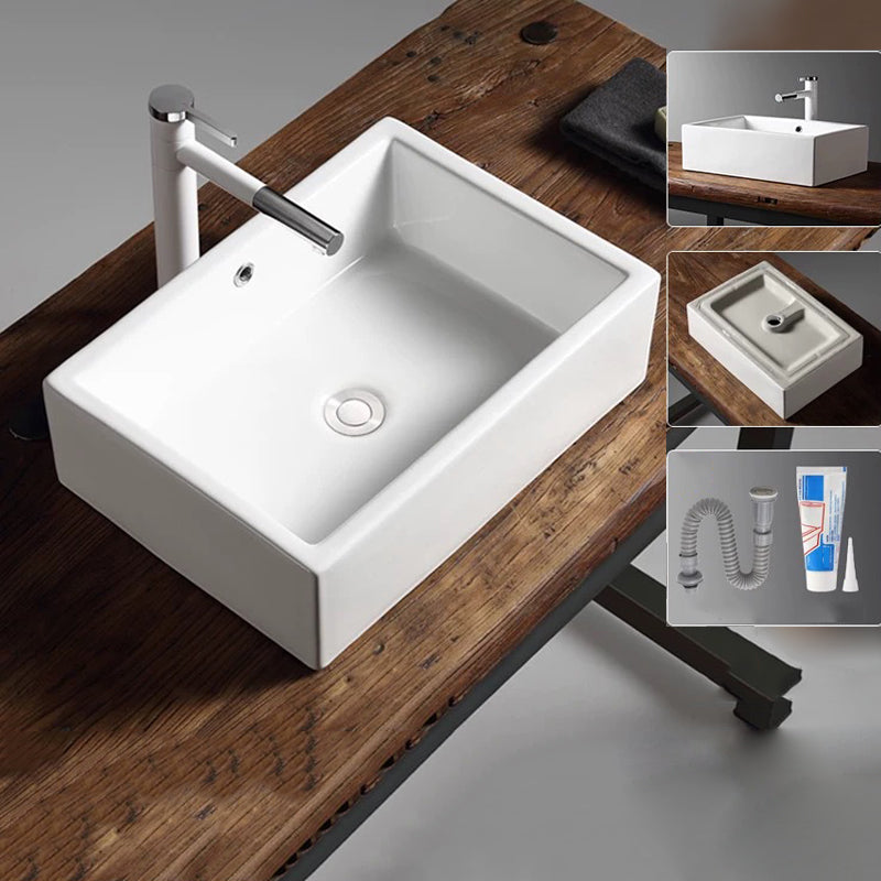 Modern Vessel Bathroom Sink Porcelain Oval with Pop-Up Drain Bathroom Sink 16.1"L x 11.8"W x 5.5"H Clearhalo 'Bathroom Remodel & Bathroom Fixtures' 'Bathroom Sinks & Faucet Components' 'Bathroom Sinks' 'bathroom_sink' 'Home Improvement' 'home_improvement' 'home_improvement_bathroom_sink' 6255922