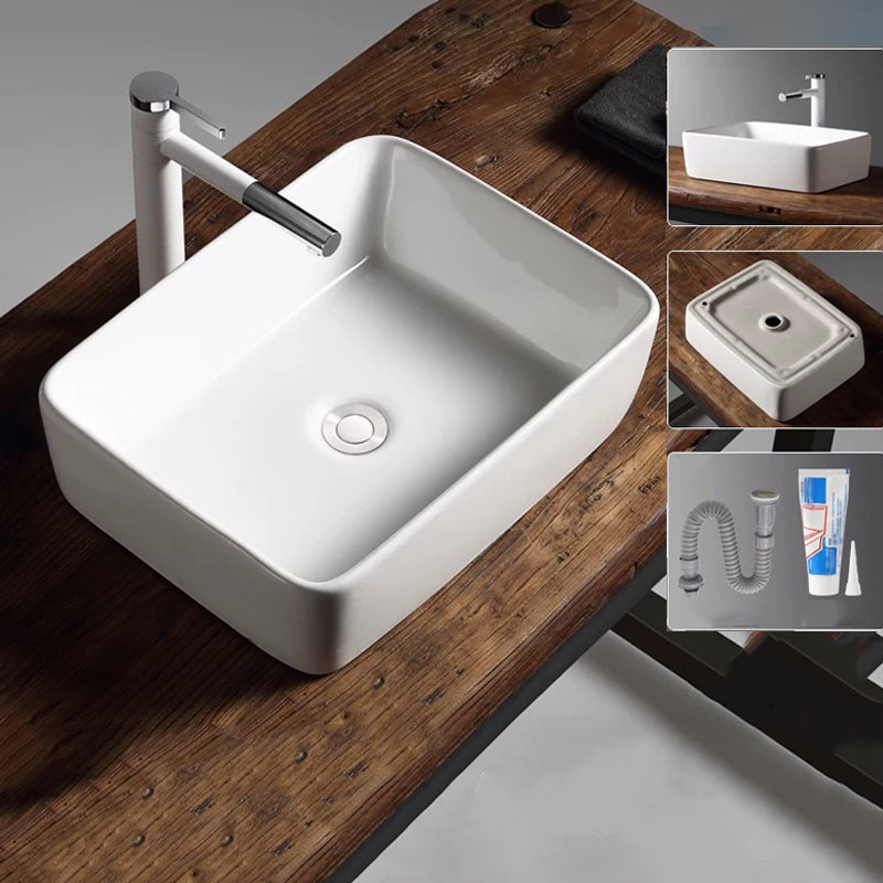 Modern Vessel Bathroom Sink Porcelain Oval with Pop-Up Drain Bathroom Sink 16.1"L x 11.8"W x 5.1"H Clearhalo 'Bathroom Remodel & Bathroom Fixtures' 'Bathroom Sinks & Faucet Components' 'Bathroom Sinks' 'bathroom_sink' 'Home Improvement' 'home_improvement' 'home_improvement_bathroom_sink' 6255924