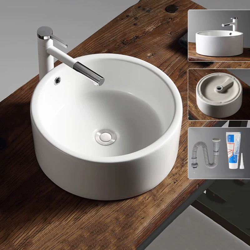 Modern Vessel Bathroom Sink Porcelain Oval with Pop-Up Drain Bathroom Sink 11.8"L x 11.8"W x 5.9"H Clearhalo 'Bathroom Remodel & Bathroom Fixtures' 'Bathroom Sinks & Faucet Components' 'Bathroom Sinks' 'bathroom_sink' 'Home Improvement' 'home_improvement' 'home_improvement_bathroom_sink' 6255929