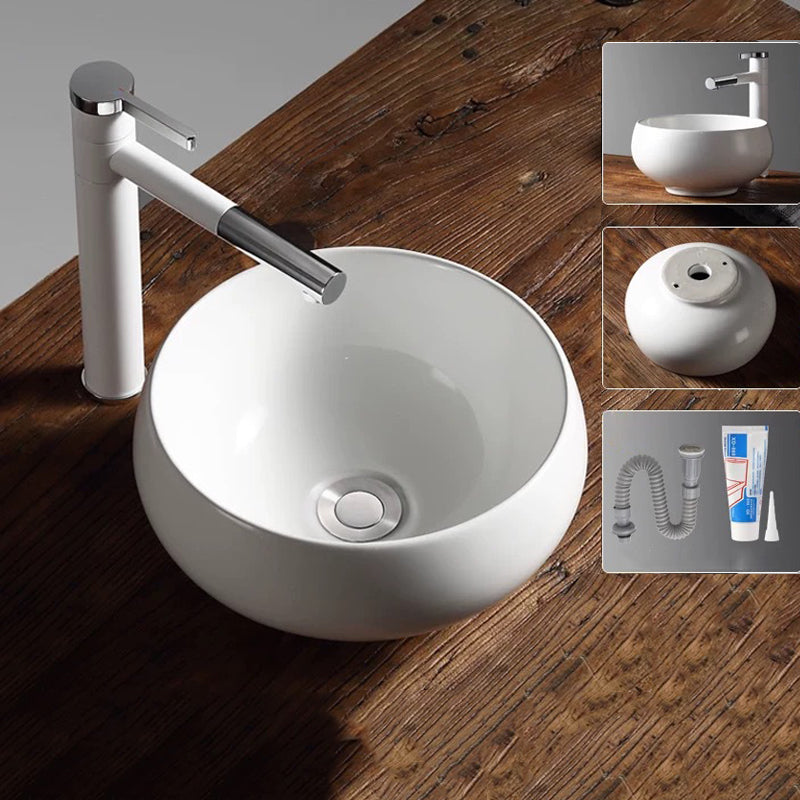 Modern Vessel Bathroom Sink Porcelain Oval with Pop-Up Drain Bathroom Sink 12.2"L x 12.2"W x 5.9"H Clearhalo 'Bathroom Remodel & Bathroom Fixtures' 'Bathroom Sinks & Faucet Components' 'Bathroom Sinks' 'bathroom_sink' 'Home Improvement' 'home_improvement' 'home_improvement_bathroom_sink' 6255930