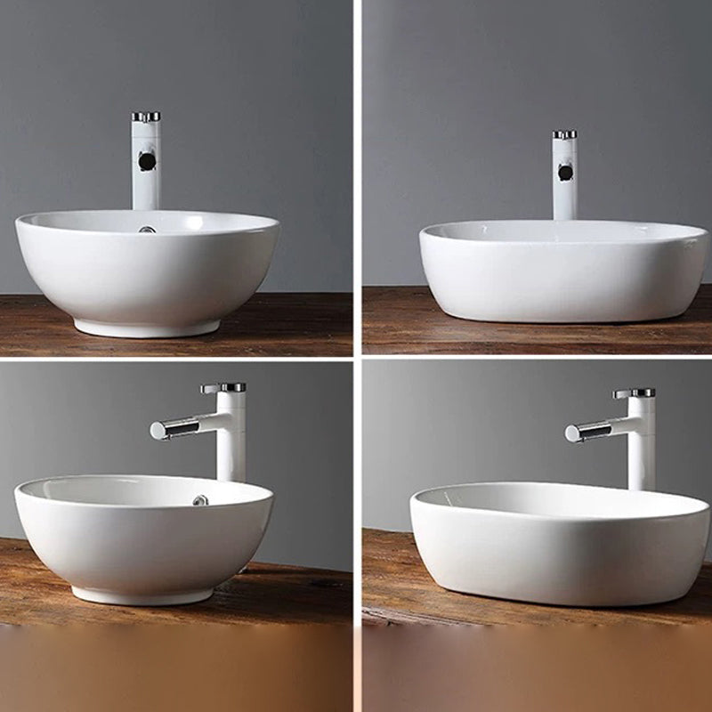 Modern Vessel Bathroom Sink Porcelain Oval with Pop-Up Drain Bathroom Sink Clearhalo 'Bathroom Remodel & Bathroom Fixtures' 'Bathroom Sinks & Faucet Components' 'Bathroom Sinks' 'bathroom_sink' 'Home Improvement' 'home_improvement' 'home_improvement_bathroom_sink' 6255933