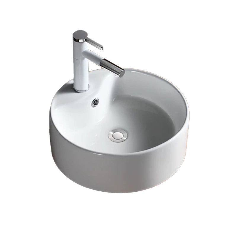 Modern Vessel Bathroom Sink Porcelain Oval with Pop-Up Drain Bathroom Sink Clearhalo 'Bathroom Remodel & Bathroom Fixtures' 'Bathroom Sinks & Faucet Components' 'Bathroom Sinks' 'bathroom_sink' 'Home Improvement' 'home_improvement' 'home_improvement_bathroom_sink' 6255946