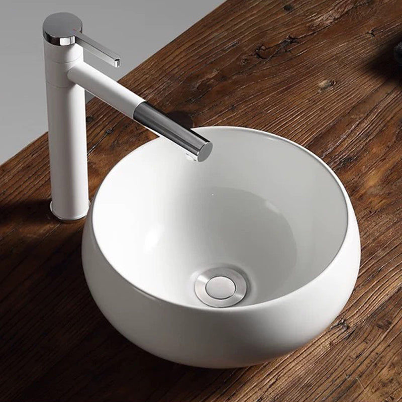 Modern Vessel Bathroom Sink Porcelain Oval with Pop-Up Drain Bathroom Sink Clearhalo 'Bathroom Remodel & Bathroom Fixtures' 'Bathroom Sinks & Faucet Components' 'Bathroom Sinks' 'bathroom_sink' 'Home Improvement' 'home_improvement' 'home_improvement_bathroom_sink' 6255948