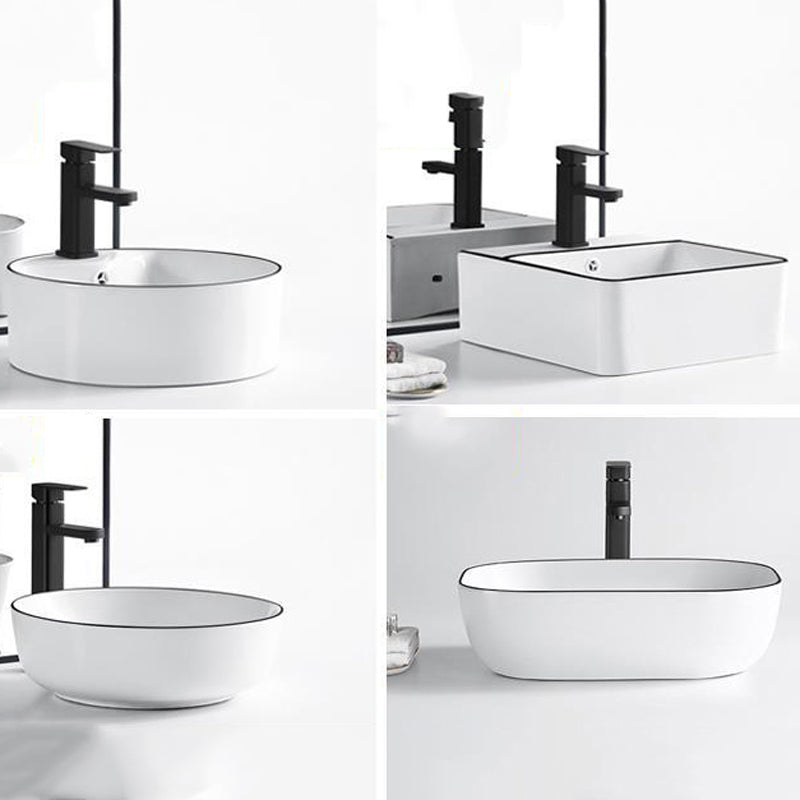 Modern Bathroom Sink Porcelain Rectangular with Overflow and Drain Assembly Basin Sink Clearhalo 'Bathroom Remodel & Bathroom Fixtures' 'Bathroom Sinks & Faucet Components' 'Bathroom Sinks' 'bathroom_sink' 'Home Improvement' 'home_improvement' 'home_improvement_bathroom_sink' 6255980