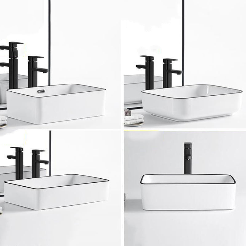 Modern Bathroom Sink Porcelain Rectangular with Overflow and Drain Assembly Basin Sink Clearhalo 'Bathroom Remodel & Bathroom Fixtures' 'Bathroom Sinks & Faucet Components' 'Bathroom Sinks' 'bathroom_sink' 'Home Improvement' 'home_improvement' 'home_improvement_bathroom_sink' 6255982