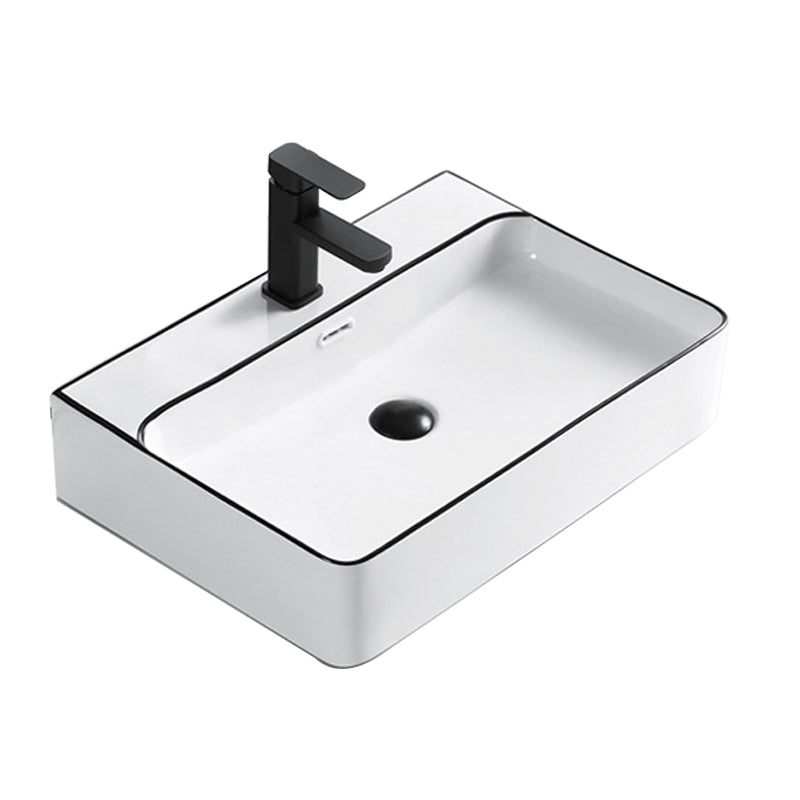 Modern Bathroom Sink Porcelain Rectangular with Overflow and Drain Assembly Basin Sink Clearhalo 'Bathroom Remodel & Bathroom Fixtures' 'Bathroom Sinks & Faucet Components' 'Bathroom Sinks' 'bathroom_sink' 'Home Improvement' 'home_improvement' 'home_improvement_bathroom_sink' 6255985