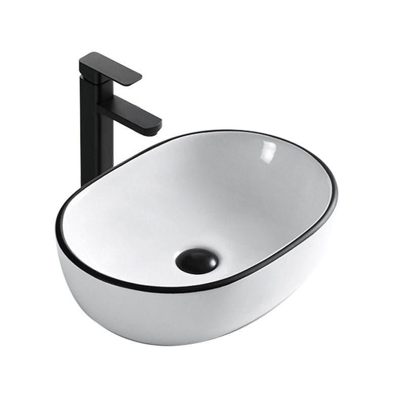 Modern Bathroom Sink Porcelain Rectangular with Overflow and Drain Assembly Basin Sink Clearhalo 'Bathroom Remodel & Bathroom Fixtures' 'Bathroom Sinks & Faucet Components' 'Bathroom Sinks' 'bathroom_sink' 'Home Improvement' 'home_improvement' 'home_improvement_bathroom_sink' 6255996