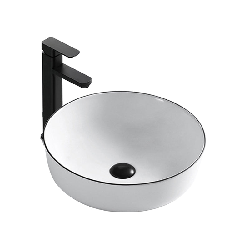 Modern Bathroom Sink Porcelain Rectangular with Overflow and Drain Assembly Basin Sink Clearhalo 'Bathroom Remodel & Bathroom Fixtures' 'Bathroom Sinks & Faucet Components' 'Bathroom Sinks' 'bathroom_sink' 'Home Improvement' 'home_improvement' 'home_improvement_bathroom_sink' 6255998