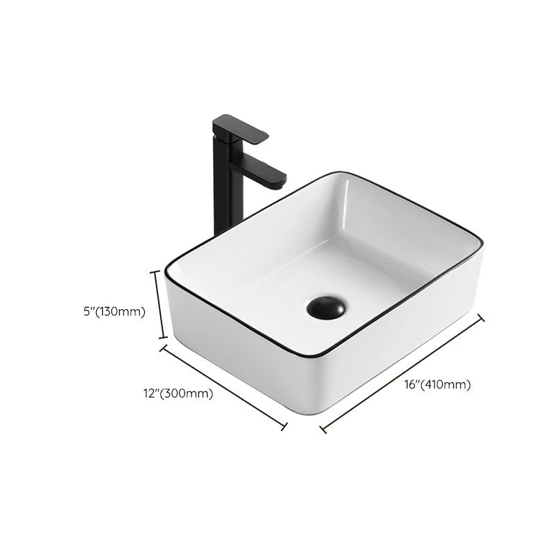 Modern Bathroom Sink Porcelain Rectangular with Overflow and Drain Assembly Basin Sink Clearhalo 'Bathroom Remodel & Bathroom Fixtures' 'Bathroom Sinks & Faucet Components' 'Bathroom Sinks' 'bathroom_sink' 'Home Improvement' 'home_improvement' 'home_improvement_bathroom_sink' 6256007