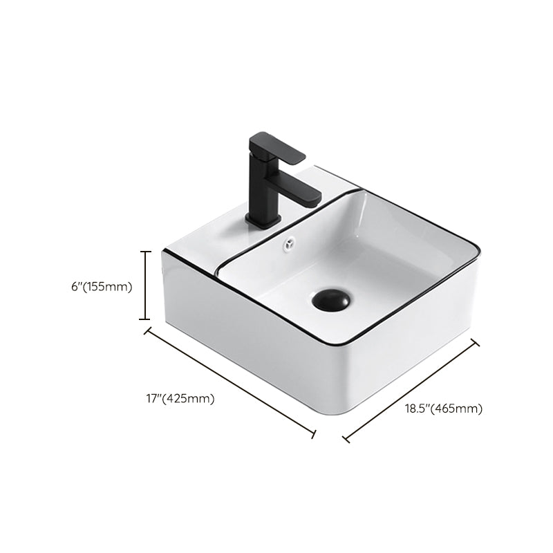 Modern Bathroom Sink Porcelain Rectangular with Overflow and Drain Assembly Basin Sink Clearhalo 'Bathroom Remodel & Bathroom Fixtures' 'Bathroom Sinks & Faucet Components' 'Bathroom Sinks' 'bathroom_sink' 'Home Improvement' 'home_improvement' 'home_improvement_bathroom_sink' 6256011